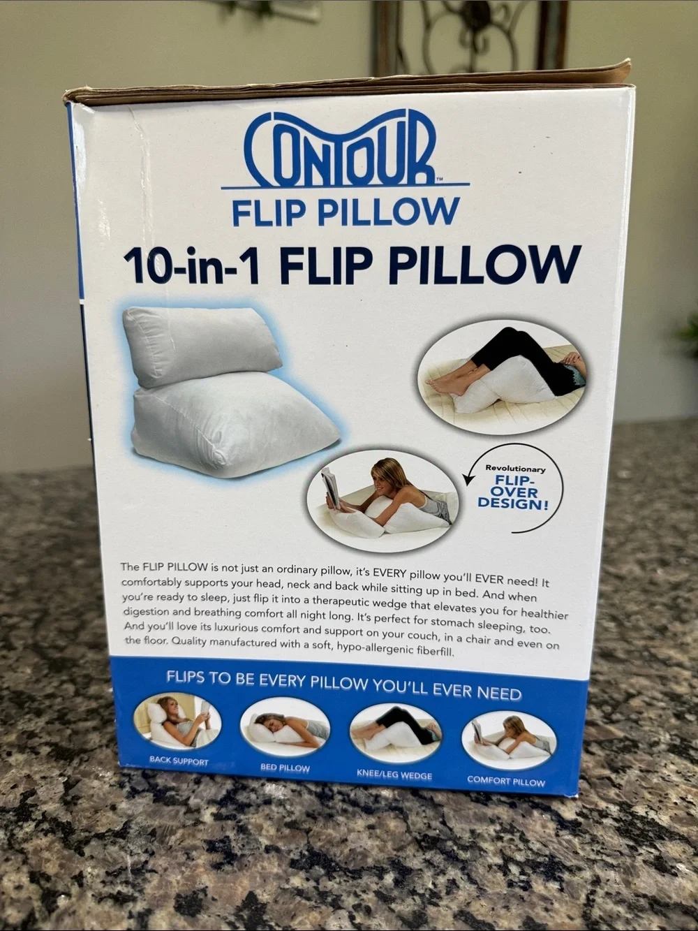Trend makers Contour 10-in-1 Flip Pillow - White Support Pillow NEW